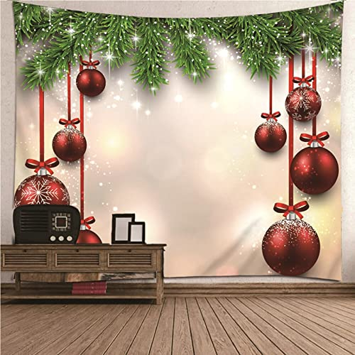 Aotiwe Tapisserie Psychedelic, Makramee Wanddekoration Weihnachtskugeln aus Polyester Grün Rot 150X130Cm