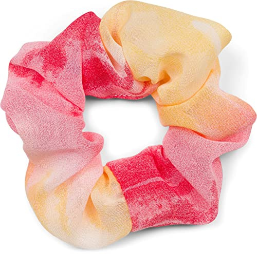 styleBREAKER Damen XXL Scrunchie Bunter Farbverlauf, Rot-Gelb | 11 cm Außendurchmesser (ungedehnt 4 cm innen), weicher Stoff-Überzug, elastisches Band ohne Metall für schonenden Halt.