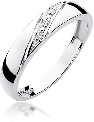 MARKO Weißgold Damen-Goldring mit 0,02Ct Diamanten | 14 Karat Gold (585) | Goldring mit Box | Goldring für Frauen (Weißgold, 58 (18.5))