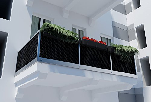 Polyrattan Sichtschutzmatte in Rattan-Optik PVC Sichtschutz Matte Sichtschutzzaun Balkongeländer Sichtschutzwand Balkonsichtschutz Balkon Zaun Windschutz Poolumrandung Zaun (300x100cm, Schwarz)