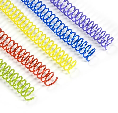 RAYSON Spiralbindung Plastik, 5 Farben, 50 Blatt, 3:1, 100 Stück | Robuste Kunststoffspiralen für plan liegende Berichte & Präsentationen