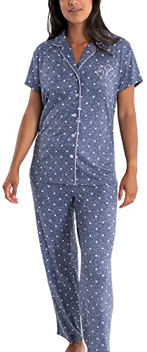 Laura Ashley Women's Hacci Notch Collar PJ Set