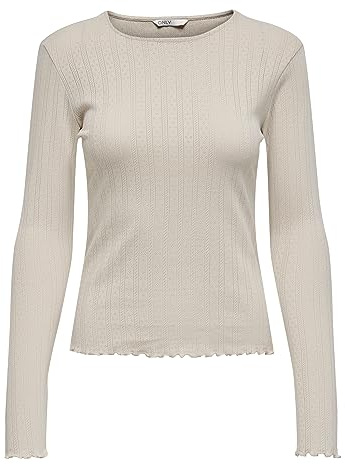 ONLY Damen Einfarbiges Langarm Shirt Basic Rundhals Rollkanten Top Longsleeve Oberteil ONLCARLOTTA