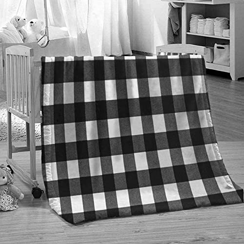 KATATI Couverture Carreaux Noir Et Blanc Plaid Couverture Polaire Carreaux Noir Et Blanc Impression 3D Couverture, Doux Chaud Flanelle Couverture Lit Canapé Travel Couverture 130x150 cm