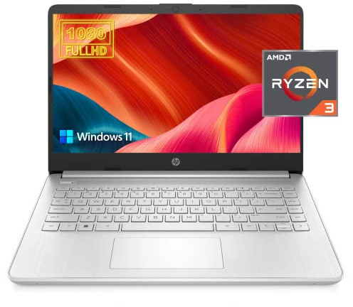 HP 2023 Laptop 14 per produttività e intrattenimento, display FHD da 14 pollici, 8 GB di RAM, SSD da 256 GB, processore AMD Ryzen 3 fino a 3,5 GHz, Type-C, HDMI, ricarica rapida, durata della batteria