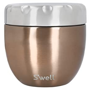 S'well Eats Bol alimentaire 2 en 1 avec couvercle à visser, pyrite, triple isolation et étanche, pour manger pendant 11 h froid/7 h chaud, doré