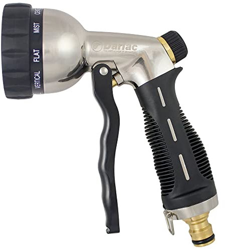 Darlac Spray Gun for Hose Pipes – Deluxe Multi Pattern Spray Gun with 9 Settings – Fits Standard Hose Connectors – Durable Solid Brass