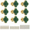 EVERGD 27mm Pure Copper Handle Shell Brass Gold Wardrobe Kitchen Cabinet Door Knobs Drawer Cupboard Hardware Pull Handle Clothes Coat Hook Modern Simple (9, Four-Leaf-Ink Green)