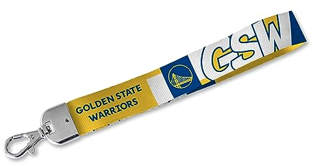 Rico Industries NBA Basketball Golden State Warriors Handgelenk-Schlüsselband, niedlicher Handgelenkriemen, Schlüsselanhängerhalter für Frauen und Männer, Autoschlüssel, Ausweise, Karten, Geldbörse,