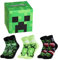 Minecraft Jungen Lustige Socken mit Motiv, Multipack – Geschenke für Kinder(Grüner Würfel - 3er-Pack,EU 35-40)