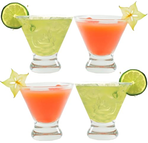 Calreorr Martini-Gläser-Set, 113 ml, ohne Stiel, Margarita-Gläser, Dessertbecher, Martini-Glasbecher, Bargläser-Set, perfekt für Cocktail, Wein, Champagner, 113 - 237 ml
