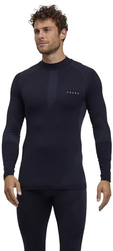 FALKE Herren Baselayer-Shirt Warm Turtleneck M L/s Sh Funktionsmaterial schnelltrocknend 1 Stück, Schwarz Black 3000, L