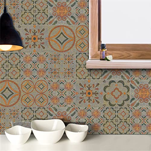 Adesivi per Piastrelle Bagno e Cucina Adesivi per Piastrelle Piastrelle da attaccare su Piastrelle Vintage Arancione Tortora Piastrelle da attaccare su Piastrelle da Bagno in PVC Piastrelle da Attacc