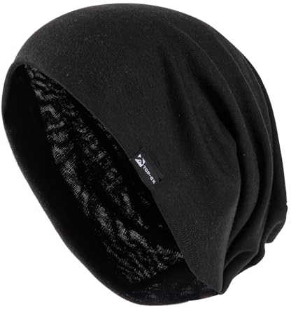 TOP-EX Männer Frauen Übergroße Ganztag-Saison Wolle Mischung Mikrogewicht Extra Große Kopf Beanie Mütze Weich Hautfreundlich Schwarz