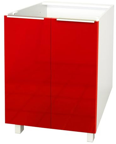 berlioz creations sas Mueble bajo de Cocina 2 Puertas 60 cm, Madera de ingeniería, Rojo Brillante, 66 x 52 x 83