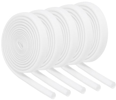 QUARKZMAN 5 Stück 1m Lange Kabelschutz Gewebeschlauch 4mm ID, Silikon Glasfaserschlauch Isolierung Kabelschutzschlauch, Flexible Kabelschlauch Weiß Hitzeschutzschlauch für Kabel Draht