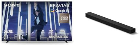Sony BRAVIA 8 OLED, K65XR80, 65 Inch 4K HDR Google Smart TV (2024) 120Hz, 5 Year Warranty BRAVIA Theatre Bar 8 – Dolby Atmos® single soundbar, 13 speakers 360 Spatial Sound Mapping, HT-A8000