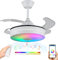 Ventilador de Techo con Luz LED - Aspas Retráctiles, Música y RGB - Silencioso con Lámpara y Moderno con Mando a Distancia, Bluetooth y APP para Salón y Dormitorio (108 cm)