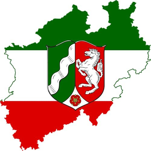 Aufkleber Autoaufkleber Car Sticker Nordrhein-Westfalen NRW -Konturgeschnitten- Sticker Flagge Fahne ca.15x15 cm