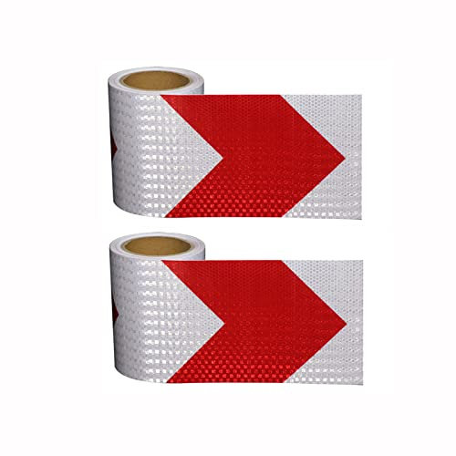2 rotoli di nastro riflettente di sicurezza da 10 m x 10 cm, impermeabile, adesivo riflettente per camion, auto, nastro riflettente rosso bianco