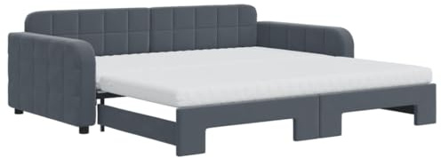 vidaXL Tagesbett Ausziehbar mit Matratzen Dunkelgrau 100x200 cm Samt