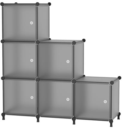 ATTDETJL 6 Würfel Aufbewahrungsschrank mit Türen, Würfel Schrank für Schlafzimmer, Kleiderschrank & unter Treppen, platzsparende DIY Multifunktional Regalsystem Regal, 30x30x30cm, Grau ATTSL6004