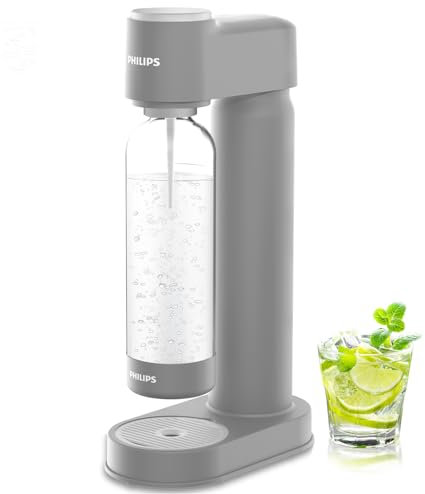 Philips Sparkling Water Maker ADD4901GROQ/37, Plastic Soda Streaming Machine with Quick Twist Bottle, 1L BPA free PET Carbonating Bottle, Soda Maker Compatible with 60L CO2 Carbonator (NOT Included)