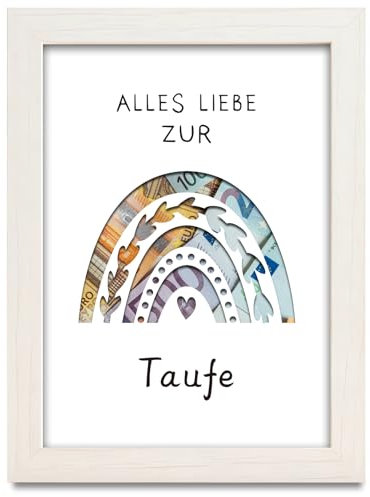 palasasa Geldgeschenkrahmen, Originelle Taufgeschenke für Mädchen und Jungen, Geldgeschenke in Holzrahmen, 23x17x2 cm, Modern, Personalisiertes Design, Wandmontage, Vertikal