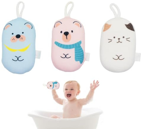 Éponge Bébé Bain Douce et Ludique - Lot de 3 Fleurs de Douche Colorées - Éponge de Bain Bébé Hypoallergénique - Idéal pour la Peau Délicate des Enfants