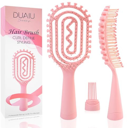 DUAIU Detangle Hair Brush Women, Vent Hair Comb for Detangling, Wet, Curly, Styling, Faster Drying, Scalp Massage, Bounce Effect