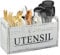 QINGLANG Wooden Utensil Holder with 3 Compartment Large Capacity Kitchen Cutlery Holder Rustic Farmhouse Flatware Utensil Organizer Storage Box Cooking Tools Storage for Kitchen Counter