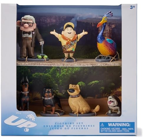 Disney Store Official Up (Pixar) Figure Set, 7 Toys Including Carl Fredricksen, Ellie, Russell, Kevin, Dug, Alpha, Beta and Gamma, Suitable for Age 3+
