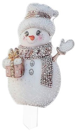 Abaodam Schneemann-gartenpfähle Aus Acryl Hübsches Winter-heimdekor Kreatives Gartenschild Für Terrasse Rasen Und Weg-Dekoration
