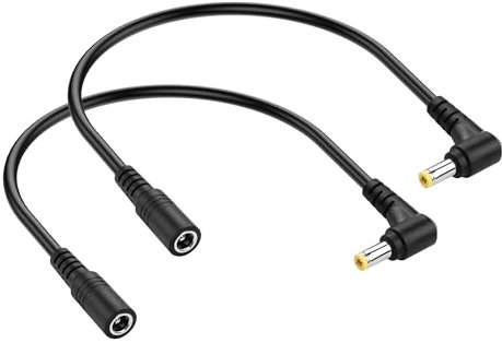 PNGKNYOCN 90-Grad-Gleichstrom-Verlängerungskabel, 0.3M 12V DC 5.5mm x 2.5mm Stecker zu Buchse Verlängerungskabel für CCTV Sicherheitskameras Überwachungssystem（2-Pack） (5,5 x 2,5 mm)
