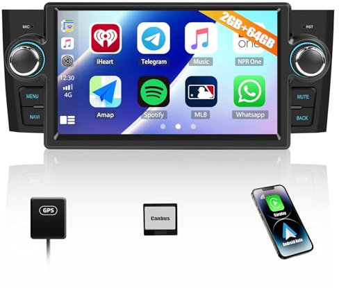 2G+64G Android 13 Car Stereo for Fiat Punto 2005-2009 / Linea 2007-2011 with Wireless Carplay Andriod Auto Head Unit, 7 inch IPS HD Touch Screen Car Radio Bluetooth GPS Navigation WIFI FM RDS