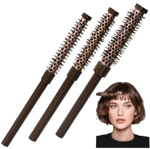 WEFHEF 3 Stück Klein Rundbürste zum Föhnen Rund Haarbürste für Frisur Föhnbürste für Damen und Herren kurzes Haar Locken Glattes Haar