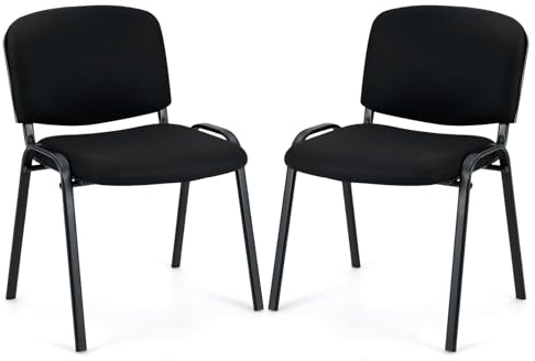 COSTWAY Set of 2/4/5/6/10 Stackable Reception Chairs, Upholstered Armless Office Meeting Conference Chair, Computer Desk Seat Guest Visitors Chairs for Home Office (2PCS, 54 x 57 x 78 cm)