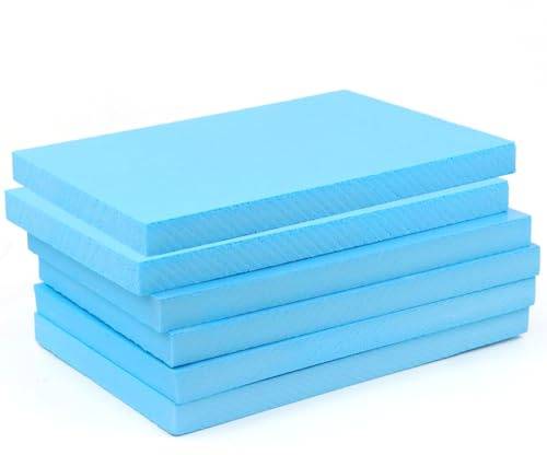 FARYODI - Juego de 6 placas de poliestireno rígido - Rectángulos - Azul - Placa de poliestireno rígido - Hecho a mano - Para modelado de paisajes (30x20x2 cm)
