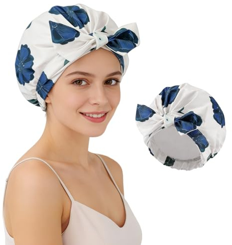 HAGOT Gorro Ducha Mujer, Reutilizable Impermeable Gorro Resistente para Rizado y Cabello Largo Corto, Elástico Shower Cap para Salón, Hogar, Hotel, Cocina, Spa, Viajes