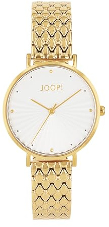 JOOP! Armbanduhr mit Metallband für Damen, Gold, wasserdichte 3 bar, Geschenkidee, kommt in Uhren Geschenkbox, 2100482