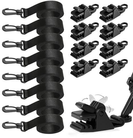 BORDEAG 8 unidades de enrolladores de piscina, bandas de sujeción para láminas solares, correas tensoras con trinquete, cintas de fijación, para cubiertas de lona de piscina, color negro