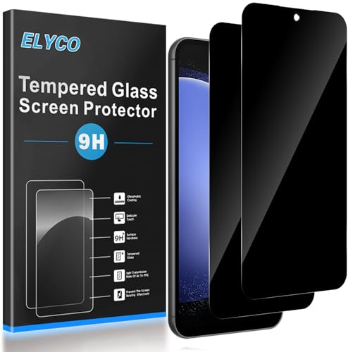 ELYCO Sichtschutz für Samsung Galaxy S23 FE für Panzerglas, 2 Stück Anti-Spy Sichtschutzfolie, Sichtschutz Panzer Schutz Glas, Privacy Displayschutz, 9H Härte, Kratzfest, Blasenfrei