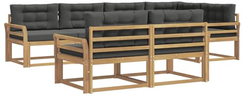 vidaXL Outdoor-Sofagarnitur 6 pcs Weiß und Anthrazit Polyester, Terrasse, modernes Outdoor-Möbelset, wetterfeste Garten-Sofa-Garnitur, Flexible Design-Sitzgelegenheiten aus Akazienholz