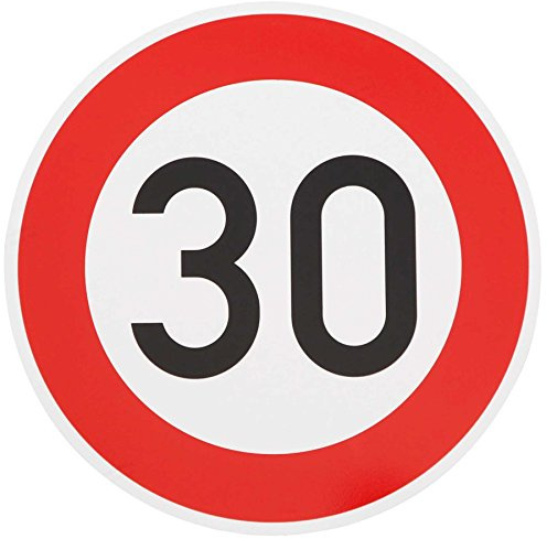 ORIGINAL Verkehrzeichen 30 KM/H Schild Nr. 274-53 Verkehrsschild Straßenschild Straßenzeichen Metall auch Gebutrtstagschild zum 30. Geburtstag als 30km Geburtstagsschild 42 cm Metall mit Folie-Typ1