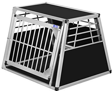 ALPUNA Transportbox N7 – Aluminium Hundebox 82×90×68,5 cm – Auto Hundebox mit Notausstieg, sicherer Hundetransport im Kofferraum