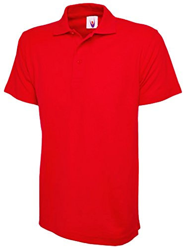 Ladies Loose Fit Polo Shirt Pique Plus Size 10 to 28 Unisex Premium Plain Top (UK 20, Red)