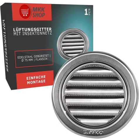 Wetterschutz Lamellen Edelstahl Lüftungsgitter Ø 75 mm Zuluft Abluft rund mit...
