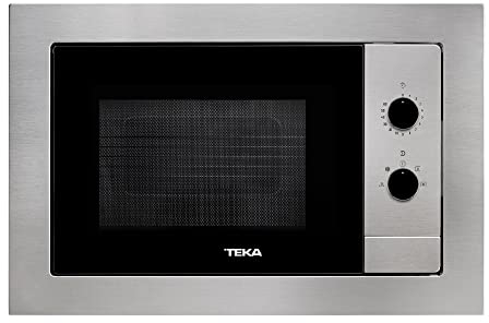 Teka MB 620 BI - Microondas Mecánico de Integración de 20L, Cinco Niveles de Potencia, Interior en Acero Inoxidable, Temporizador, Colores Acero Inoxidable
