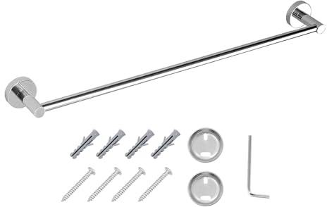 JASSFERRY Wall Mounted Towel Rail 600 mm Single Mount Bath Towel Storage Bar Rod for Bathroom Kitchen Door Chrome