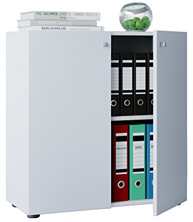 VCM Büroschrank 70x40x74 cm 2 Türen 2 Fächer Aktenschrank Standschrank | Geschlossener Stauraum für Akten und Ordner - Arbeitszimmer oder Studierzimmer - Berufstätige und Studierende - Holzwerkstoff
